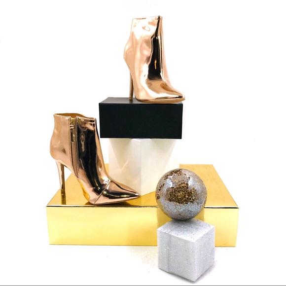 Rose Gold Metallic Ankle Booties - Picture 8 of 8